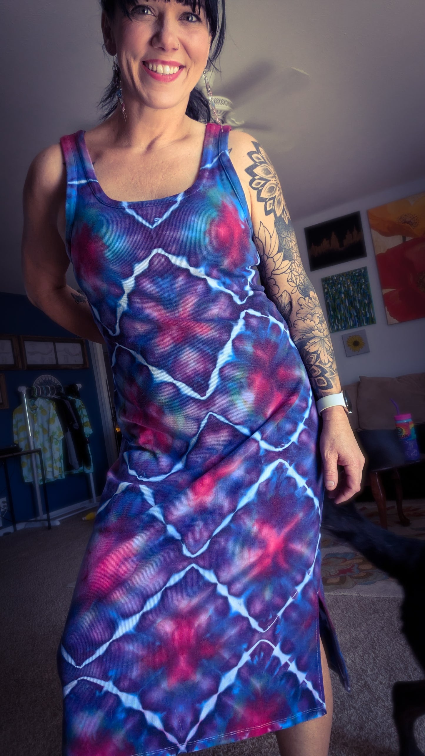 Ice Dyed Diamond Dress - Medium