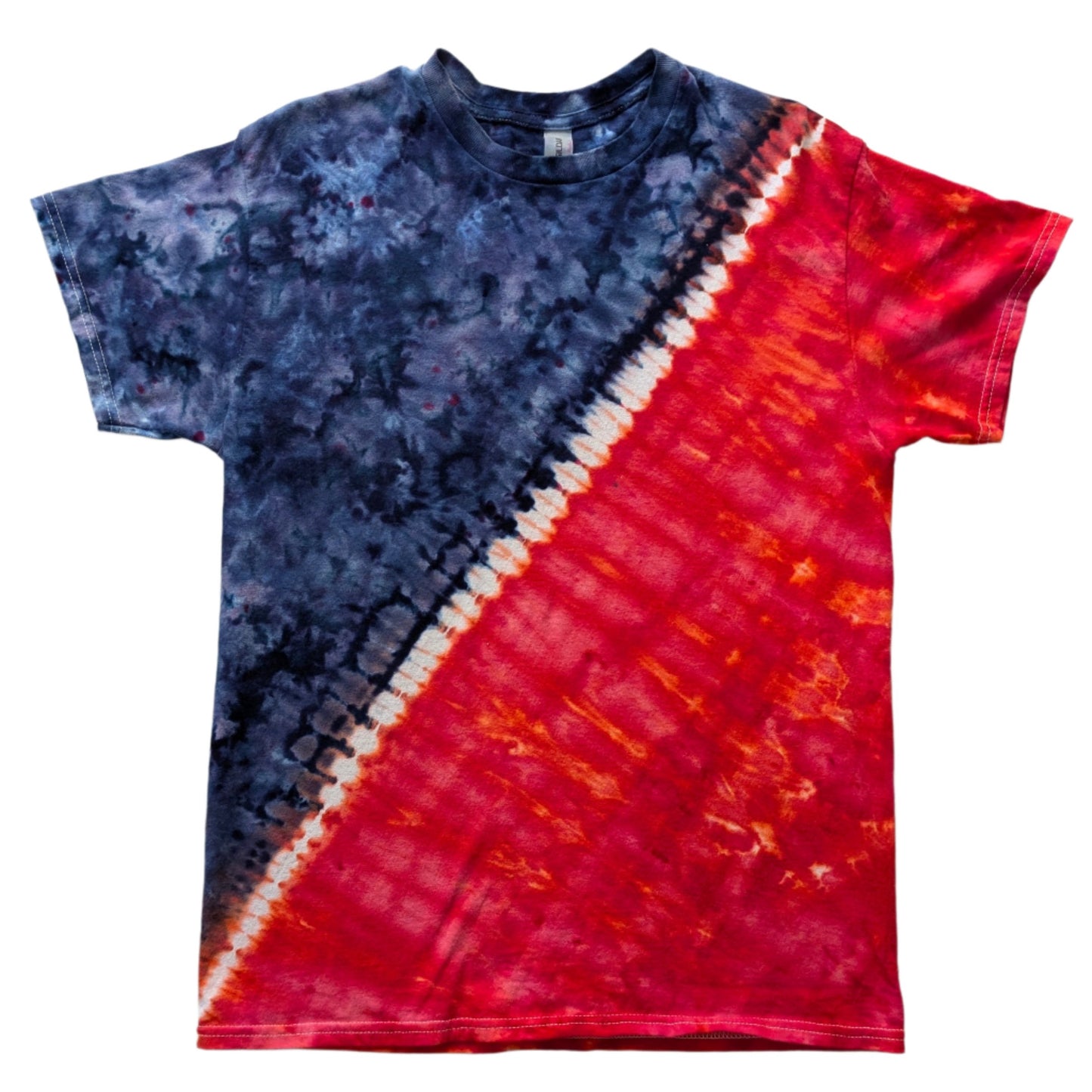 Red White and Blue Ice Dyed T-Shirt - Medium