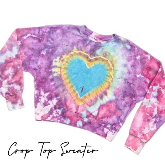 Heat Ice Dye Crop Top Sweater - Small