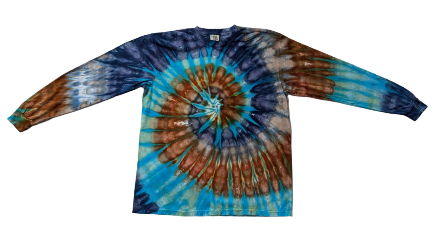 Ice Dye Spiral Long Sleeve Shirt - XL