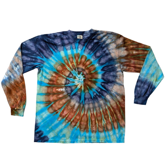 Ice Dye Spiral Long Sleeve Shirt - XL