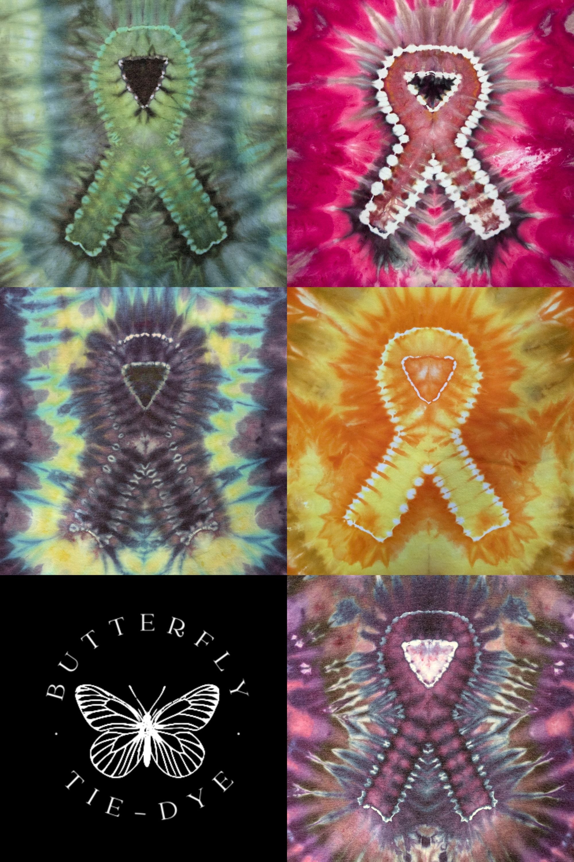 Pink Ribbon Tie Dye T-Shirts – Adult & Kids Sizes – Colortone 100% Cotton